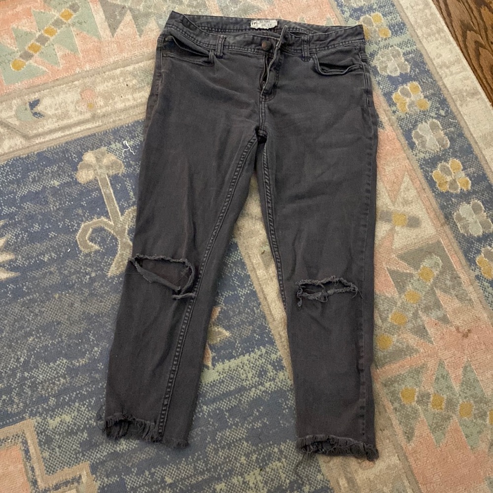 Free people dark grey ankle jeans